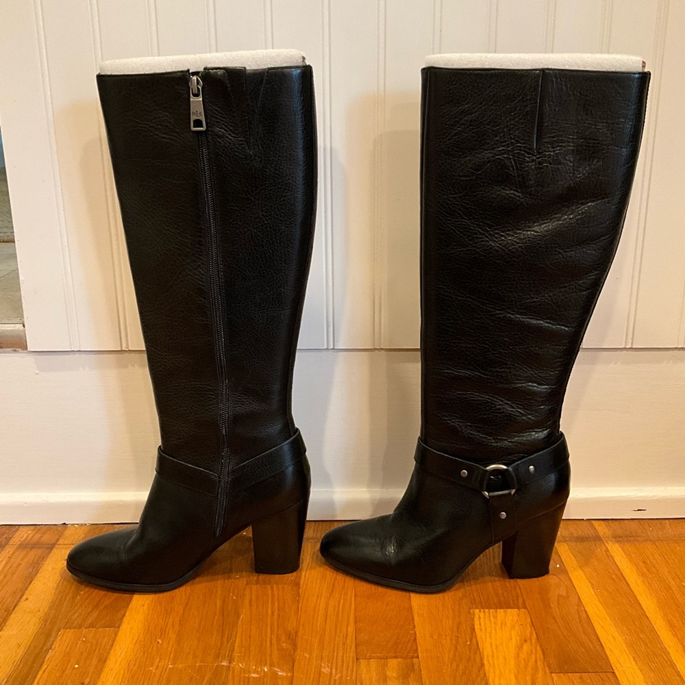 Ralph Lauren Fareeda Black Leather Boots